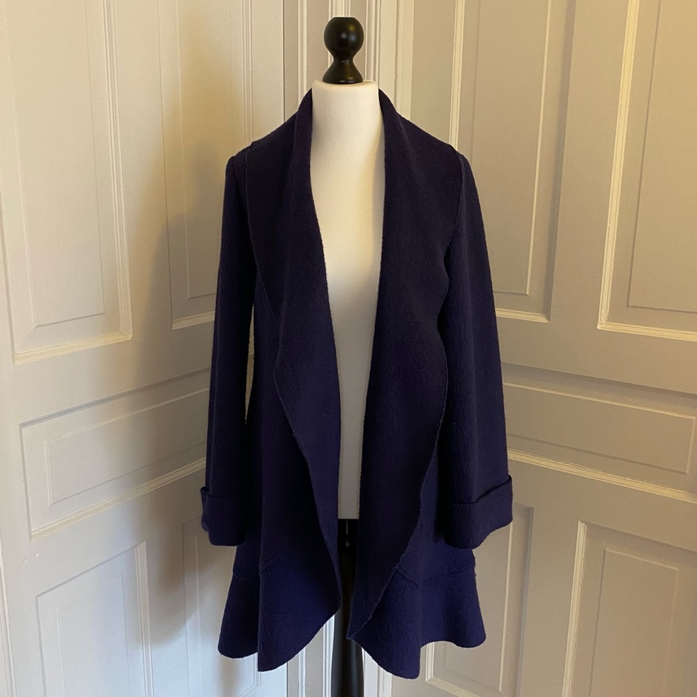 Boiled Wool Open Swing Coat